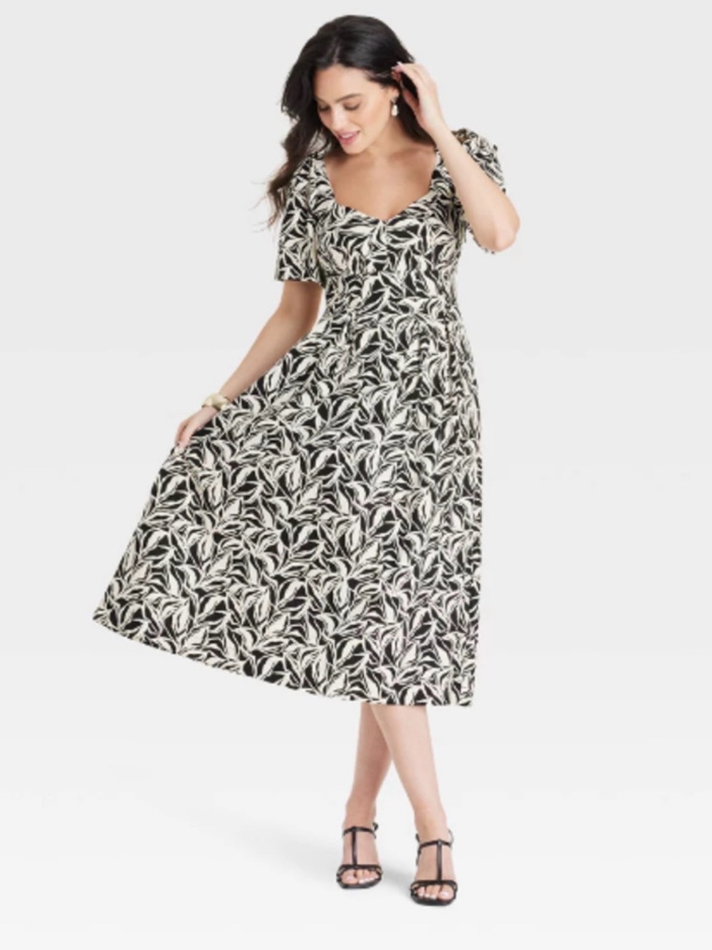 A New Day NWOT Black and White Leaf-Print Women's Dress